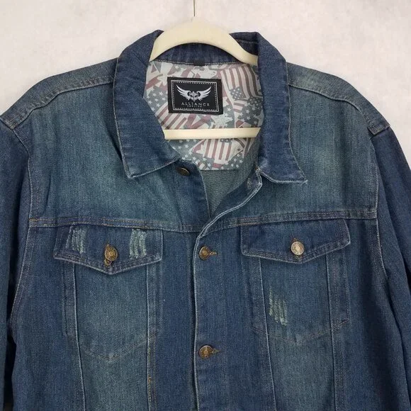 NEW Alliance Men's XL Cotton Denim Jacket in Cowboy Blue NWT - Picture 4 of 10